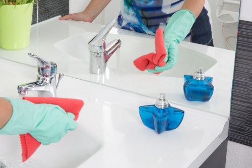 Vacuum extraction and specialist cleaning equipment in use
